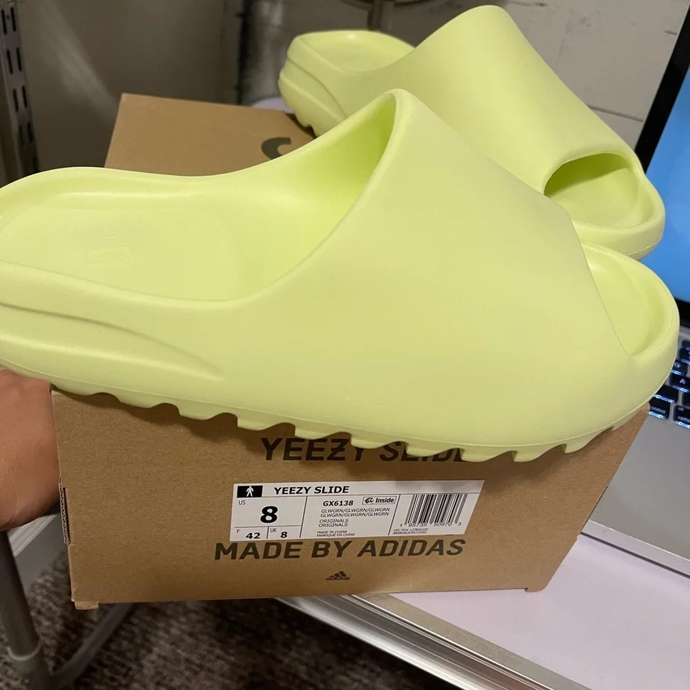 Women’s Neon Yellow Slide Sandals - Picture 3 of 3